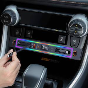 lot 20440 image: DICMKY for Toyota RAV4 Car Charger USB Hub with RGB Light, 4-Port Retractable Docking Station for Toyota RAV4 Accessories 2025 2024 2023 2022 2021 2020, Center Console Phone Fast ChargerAdaptor Hub