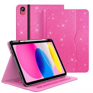 lot 20448 image: Zonefoker Case for iPad 11th Generation (A16) 11-inch 2025, for 10th Generation 10.9 2022, Glittering Sparkly iPad 1110 th Gen Cover with Auto SleepWake, Pencil Holder, Pocket Design, Pink