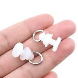lot 4061 image: Bulk Pack White Plastic Shower Curtain Rings with Metal Hooks