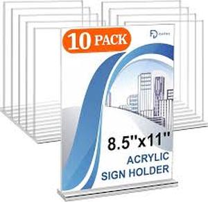 lot 6391 image: Acrylic Sign Holder 8.5 x 11 inch - 10 Pack