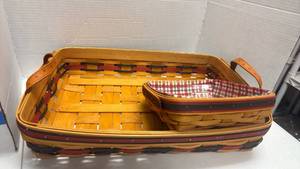 lot 1009 image: Longaberger Handwoven Basket Set one with Fabric Liners