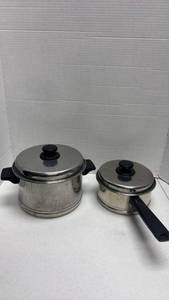 lot 1042 image: Lifetime Stainless Steel Cookware stock pot and sauce pan with Lids