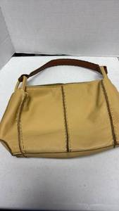 lot 1064 image: The Sak Yellow Leather Shoulder Bag with Brown Trim
