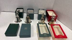 lot 1072 image: Lenox Kirk Stieff Silver Plated Christmas Bell Collection Set 1994-1997