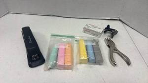 lot 1079 image: Office Supply Bundle with Stapler, Hole Punch, and more