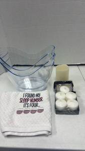 lot 1087 image: Wine Ice Bucket with Towel and Candle Set