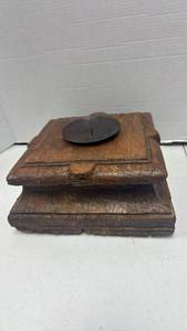 lot 1097 image: Wooden Candle Holder with Metal Drip Tray 6x12x12