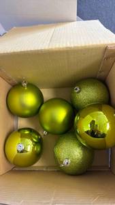 lot 1227 image: Large lime green plastic ornaments