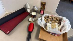 lot 1237 image: Wallflower plugins, lint brush and small river rock