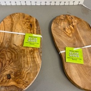 lot 1239 image: Trader Joes olive wood cutting boards both new