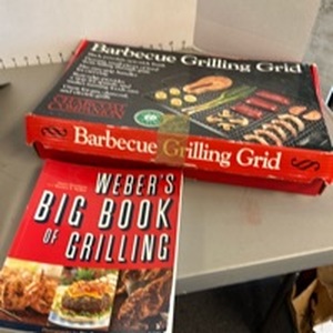 lot 1253 image: Barbecue Grilling Grid, cookbook and spatula