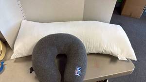 lot 1308 image: Pillow form approx 32 in and travel pillow