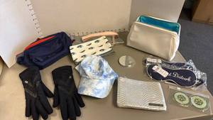 lot 1311 image: Cosmetic bags, ball cap, insulated gloves and fanny pack