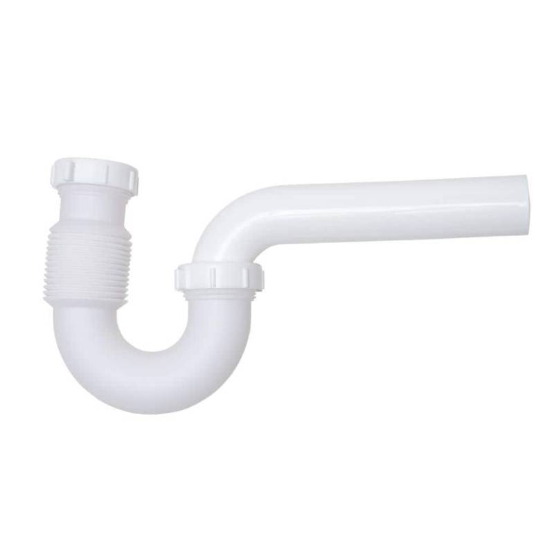 lot 20752 image: Form N Fit 1-12 in. White Plastic Sink Drain Flexible P-Trap