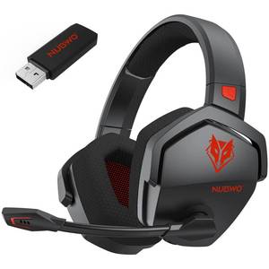 NUBWO Wireless Gaming Headset with Mic for Ps5 Ps4 PC, Zero Interference, 100-Hour Battery All-Day Play, 23ms Syncâ for Fortnite & Call of Duty/FPS Gamers, Triple Mode All Devices Compatible - Red