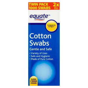 lot 20718 image: Equate Cotton Swabs Twin Pack  500 Count  2 Pack