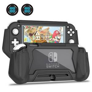 lot 20725 image: Kailfee Protective Case for Nintendo Switch Lite, Compatible with Nintendo Switch Lite Hand Grip Case with Detachable TPUBuilt-in PC Screen Protector & 2 x Thumb Grip Caps (Obsidian)Switch Lite