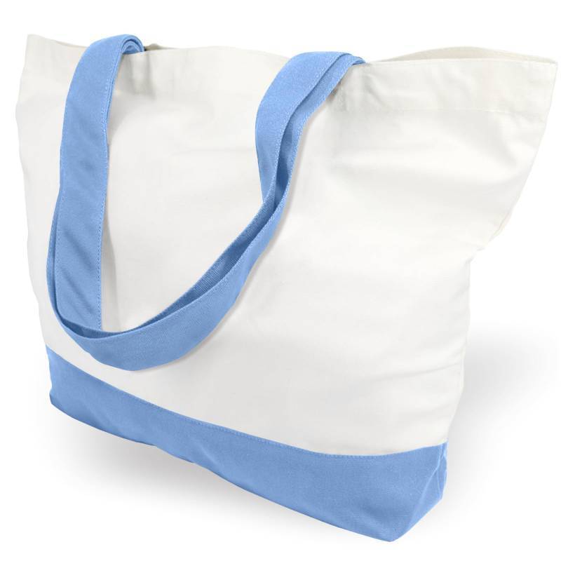lot 118 image: TOPDesign 1-Pack Super Strong Large 12oz Cotton Canvas Tote Bag, Reusable Cloth Bag, Fashionable Two-Tone Tote - Retail $9