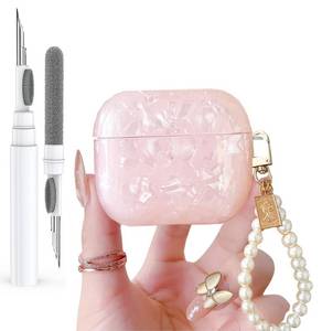 lot 119 image: Olytop for Cute Glitter Airpods 3rd Generation Case with Cleaner Pen, Shell Pattern Apple Airpods iPod 3rd Gen Case Cover Protective Skin Girl Women with Luxury Pearl Keychain - Pink - Retail $9