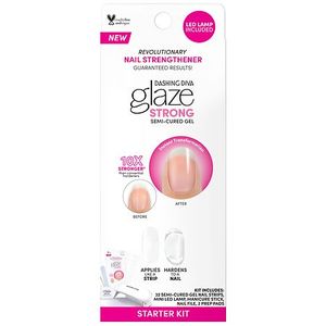 lot 129 image: Dashing Diva Glaze Semi-Cured Gel Nail Polish Strips Starter Kit - Clear - 32pc - Retail $15