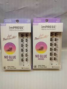 lot 134 image: KISS imPRESS Press-On False Eyelashes Edgy Wispy and Airy Wispy Styles - Retail $16