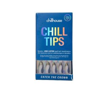 lot 138 image: Chillhouse Chill Tips Fake Nails - Catch the Crown - 24ct Almond Shape, Radiant Finish, ABS Material - Retail $16
