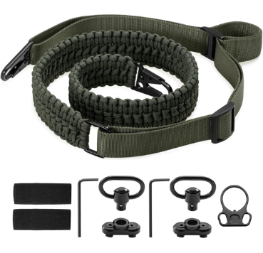 lot 2426 image: 2 Point Rifle Sling, Gun Sling with QD Sling Swivels, Two-Point Paracord Sling with Quick Adjust Feature for Hunting and Outdoor