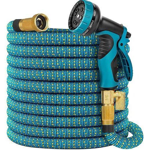lot 2683 image: YANMEI Expandable Garden Hose 50ft with Brass Fittings and Sprayer
