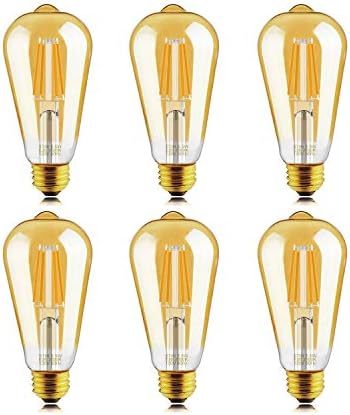 lot 2612 image: Helloify ST64 E26 LED Filament Bulb 5.5W 2700K Dimmable 6-Pack