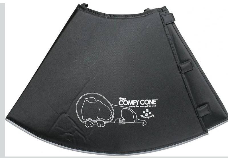 lot 5247 image: All Four Paws Comfy Cone Pet Cone for Dogs, Cats, XX-Large, Black - Comfortable Soft Dog Cone Collar Alternative for After Surgery, Wound Care, Spay, Neuter - Dog and Cat Recovery Elizabethan-Collar