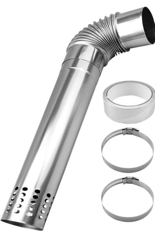 lot 5296 image: Upgraded Direct Vent Kit Fit for Tankless Water Heater Vent Pipe 3 inch, Include 3 OD Elbow and 3 OD x 19.7 Length Stainless Steel Vent Pipe with Chimney Rain Cap Clip and Tape