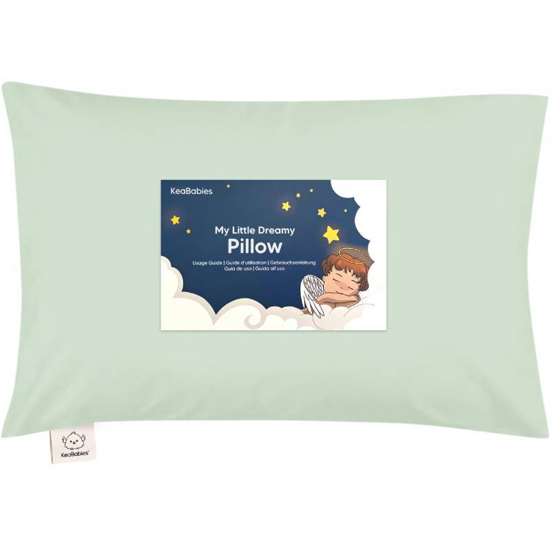 lot 5316 image: Toddler Pillow with Pillowcase - 13x18 My Little Dreamy Kids Travel Bed Pillows for Sleeping, Organic Cotton Small Pillowcase, Soft & Breathable, Machine Washable, Toddlers 2-5 years old (Sage)