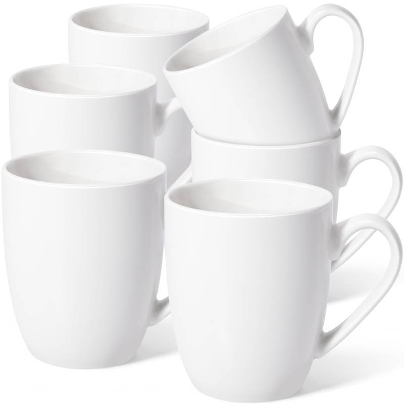 lot 5374 image: Urbanstrive 16 oz Large Coffee Mugs Set of 6 Ceramic Coffee Mug White Coffee Cups Tea Cups Idea Gift for Women Men House Warming Gifts New Home Office, 6 Pack (White)