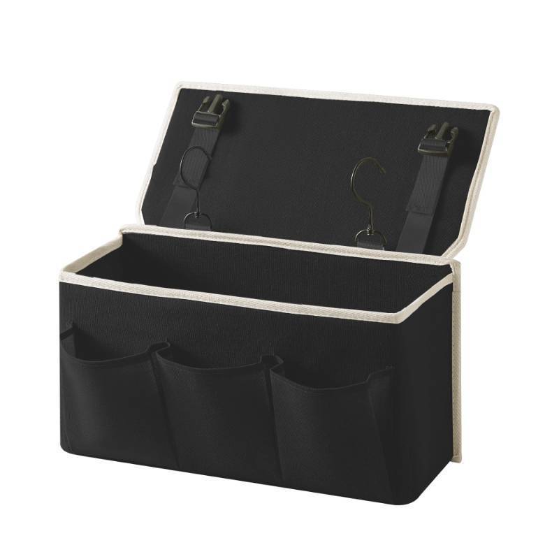 lot 5444 image: Bedside CaddyBedside Storage Organizer Hanging Bag with Three Options,Suitable for home beds, sofas, and dormitory beds can hold magazines, books, phones, iPads, remote controls. (Black)