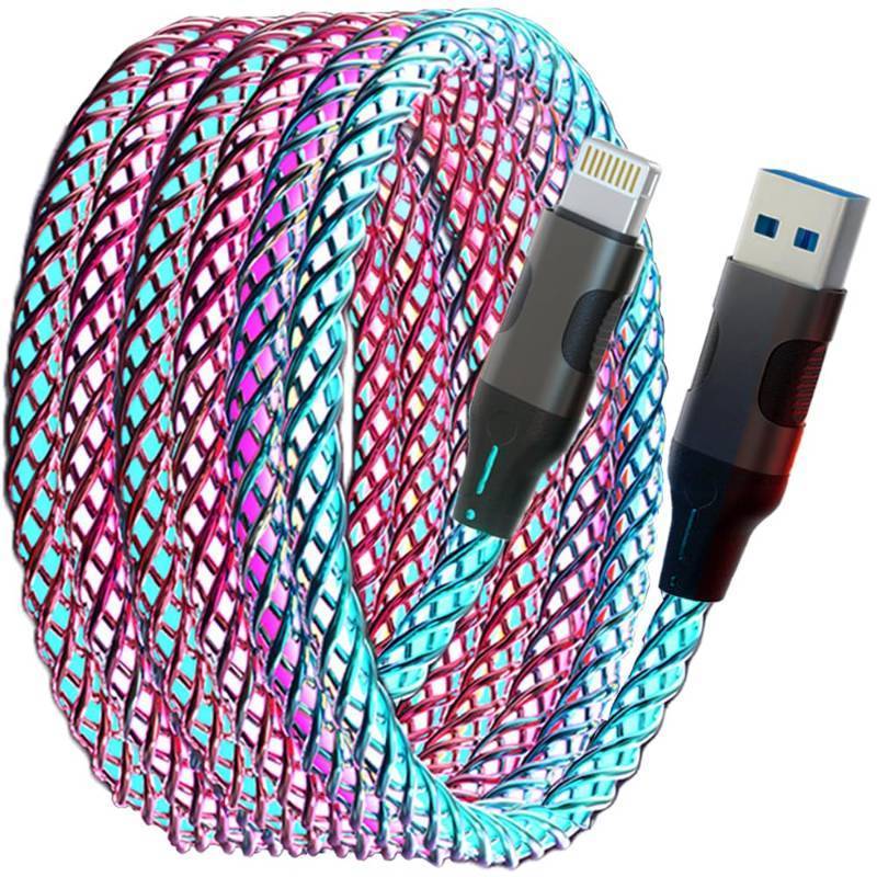 lot 5481 image: KINDRM LED iPhone Charger Cable, 4.9ft MFi Certified RGB Colorful Gradual Light Up iPhone Lightning Cable USB Fast Charging Data Cord for iPhone 14 13 12 11 Pro Max XR XS X 8 7 6 Plus SE iPad More