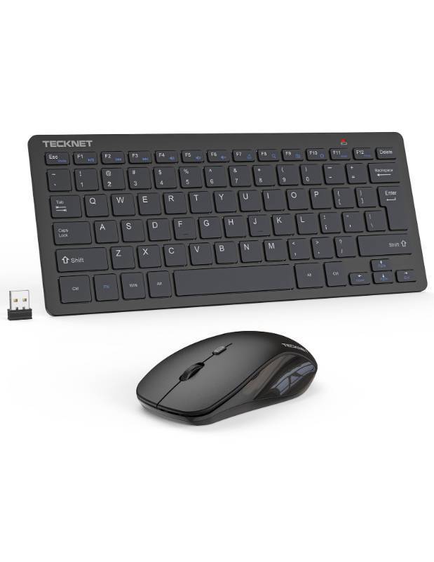 lot 5504 image: TECKNET Wireless Keyboard and Mouse Combo, Mini Cordless Computer Keyboard and Mouse Set 2.4GHz, Silent Adjustable 1600 DPI, Quiet Click, Lag-Free for Computer, Laptop, PC, Windows, Mac, Chrome OS