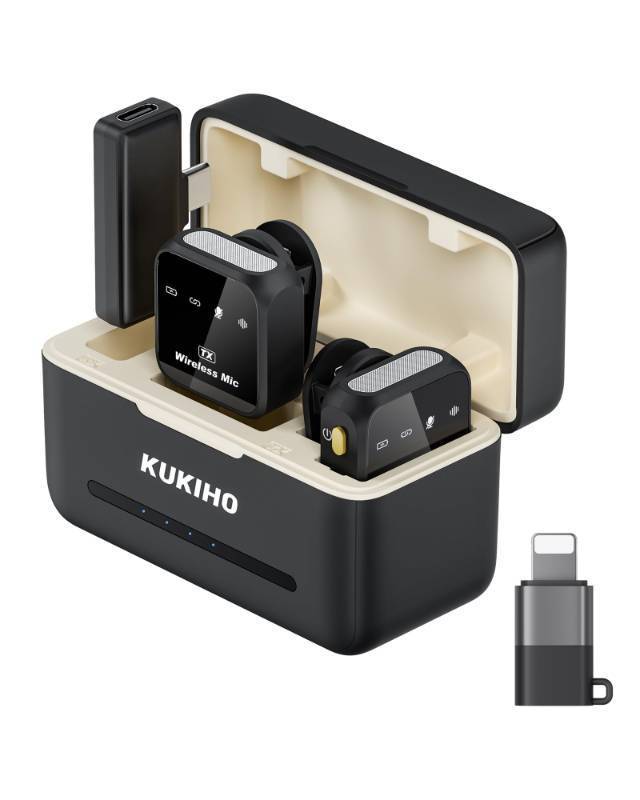 lot 5514 image: Wireless Lavalier Microphone for iPhone iPad Android With Charging Case 80h Battery Life, Noise Cancellation, 164ft Range Plug-Play Clip On Lapel Mic for Youtube, Video Recording, Vlog, Live Streaming