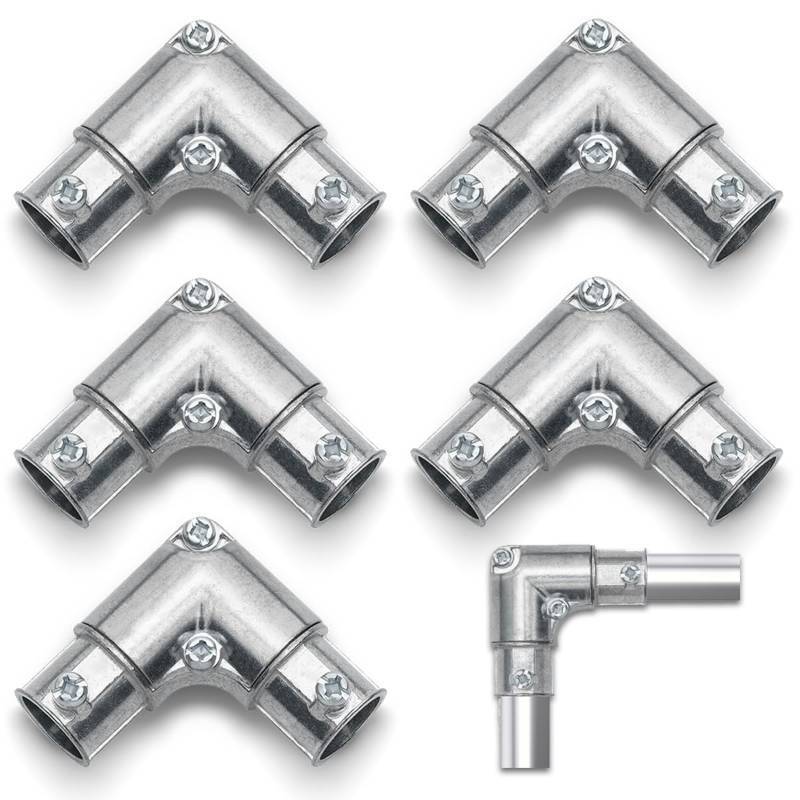lot 5567 image: Loyzen 12 Inch EMT to EMT 90 Degree Inside Corner Pulling Elbows, EMT Conduit Fittings Set Screw Electrical Metallic Tube Kit Die Cast Zinc Elbow Capped Corner Coupling (5 Pack)