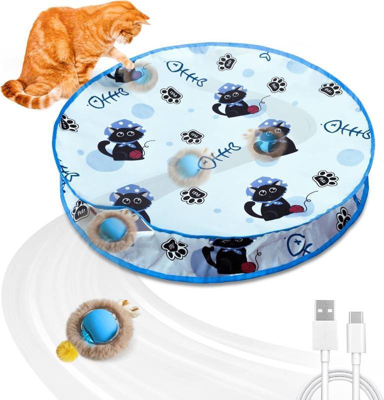 lot 5575 image: Hyfico Interactive Cat Toys for Indoor Cats 2025 New Speedy Ball with Tail Cat Toy Automatic Motion Activated Moving Ball Hide and Seek Game for Indoor Exercise Kicker