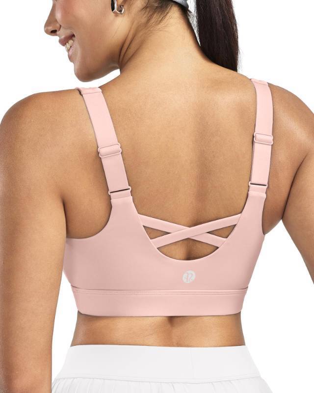 lot 5635 image: RUNNING GIRL Sports Bras for Women High Support, Adjustable Straps High Impact Sports Bras with Sewn in Pads Workout Bra(3167 Pink Peony L)