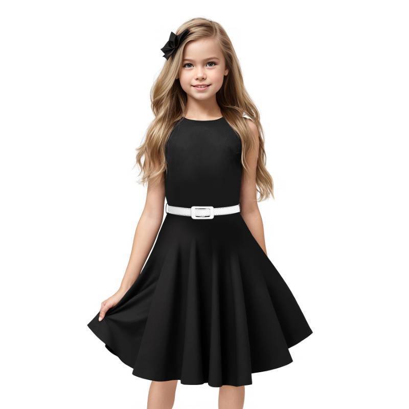 lot 5638 image: HB HBB MAGIC Girls Vintage Dress 50s Retro Twirling Special Occasion Dresses Size 12 Sleeveless Kids Dress Black