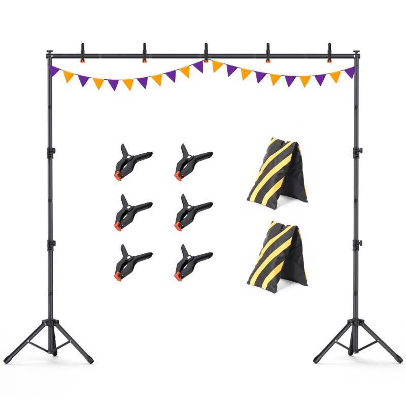 lot 5649 image: Backdrop Stand 10x7.5ft, Height Adjustable and Width Adjustable Backdrop Stand, Back Drop Stand for Balloon Arch, Photo, Parties