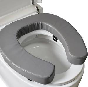 lot 1002 image: Padded Toilet Seat Cushion with 2-Inch High-Density Foam & Waterproof PU Fabric, U-Shape Padded Toilet Cushion - Secure Hook & Loop Tape, Fits Standard Toilets (Grey)