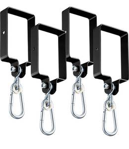 lot 1003 image: Dunzy 8 Pcs Metal Swing Set Accessories Includes Snap Hooks Brackets Attachments Swing Hanger Kit for Connecting to a 4 x 6 Beam Wooden Sets (Black)