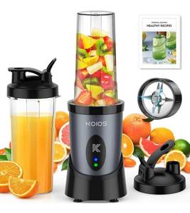 lot 1004 image: KOIOS Smoothie Blender, 900W Personal Blender for Shakes and Smoothies for Kitchen with 2 Portable Cups 22oz, Single Serve Smoothies Maker Mixer for Juices, Nutritious Recipe, Grey Blue