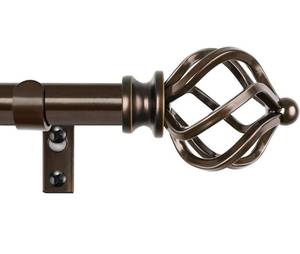 lot 1032 image: KAMANINA Curtain Rods for Windows 66 to 120 Inch, 34 Inch Bronze Curtain Rod 32 to 115 Inches (2.6-9.6ft) Splicing Adjustable Single Drapery Rod with Twisted Cage Finial