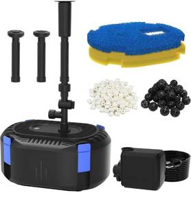 lot 1057 image: AquaMiracle All-in-One Koi Pond Filters for Outdoor Ponds 200-350 Gal, Pond Fountain Pump with 3 Spray Patterns, Fountain Kit with 400GPH Water Pump for Garden, Water Feature, Bird Baths