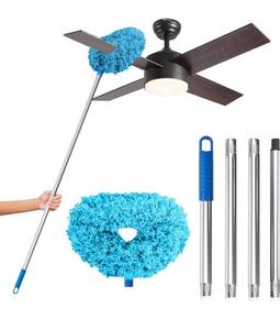 lot 1062 image: DRQ Ceiling Fan Cleaner Duster, Reusable Microfiber Duster with Extension Pole, 13 to 48 Inch Fan Blade Cleaner, Removable Dusters for Cleaning Walls Bookshelves Door Window Top (Blue