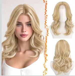 lot 1071 image: BARSDAR Short Wavy Layered Blonde Wig - Shoulder Length Wavy Blonde Wigs for Women - Short Loose Wave Highlight Layered Wig with Face-Framing Curtain Bangs Soft Synthetic Natural Looking Daily Party