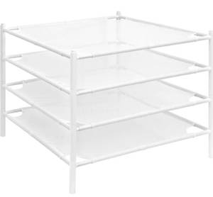 lot 1072 image: Storage MANIAC Sweater Drying Rack, Mesh Clothes Drying Rack, Stackable Laundry Drying Rack, Lay Flat Dryer for Delicates, Portable Dry Rack for Indoor or Outdoor, White, 4-Pack